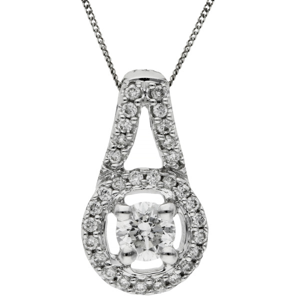 18ct White Gold Diamond Halo Pendant