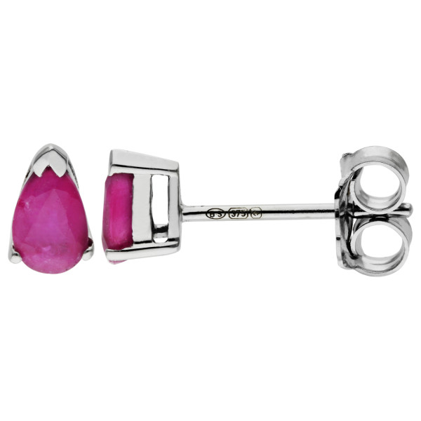 9ct White Gold 0.50ct Pear Ruby Solitaire Stud Earrings
