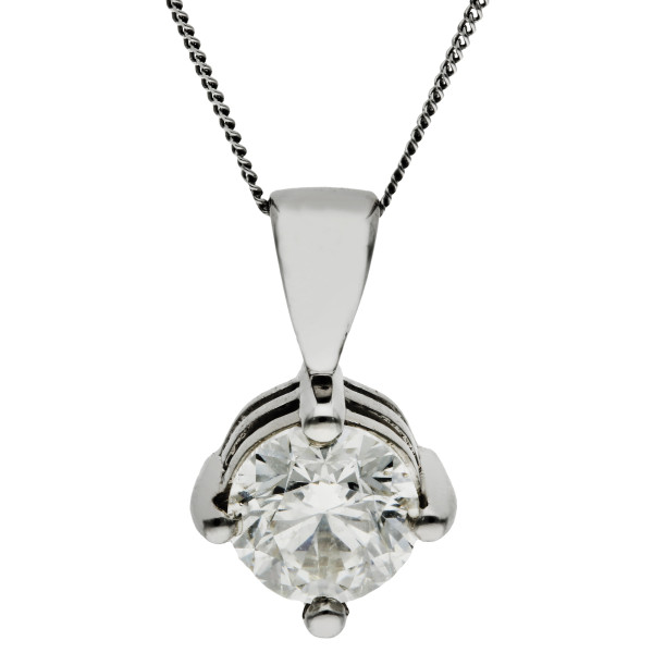 18ct White Gold 1.00ct Solitaire Pendant