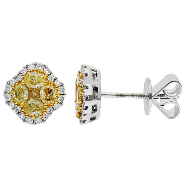 18ct White Gold 0.92ct Yellow Diamond Earrings