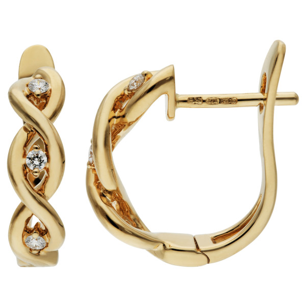 18ct Yellow Gold & Diamond Twist Hoop Earrings