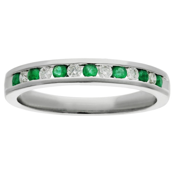 9ct White Gold 0.12ct Emerald Cocktail Ring