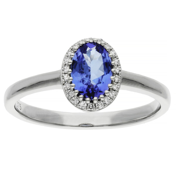 9ct White Gold 0.65ct Tanzanite Cluster Ring