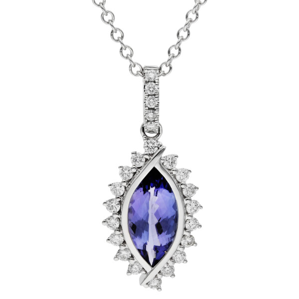 18ct White Gold Diamond & 1.06ct Tanzanite Pendant