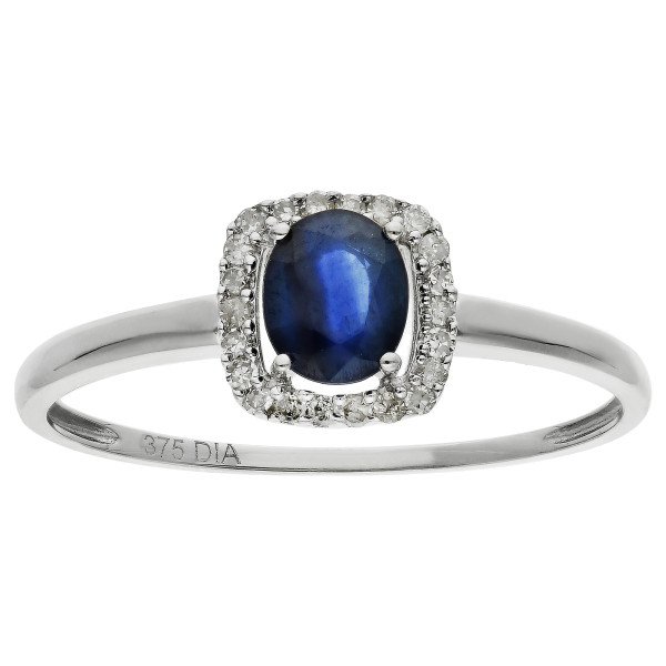 9ct White Gold 0.50ct Sapphire Cluster Ring