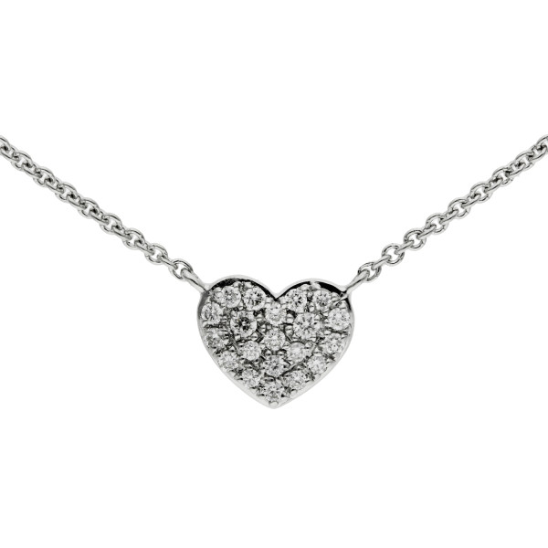 9ct White Gold Diamond Heart Necklace