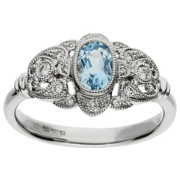 18ct White Gold 0.40ct Aquamarine Cocktail Ring