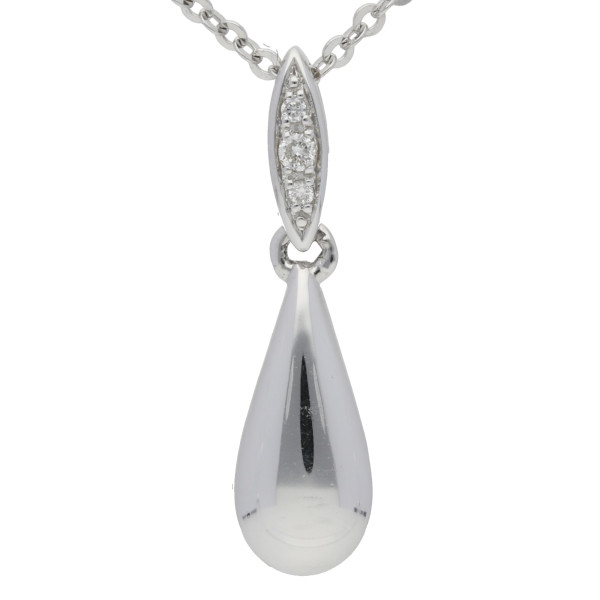 18ct White Gold Diamond Drop Pendant