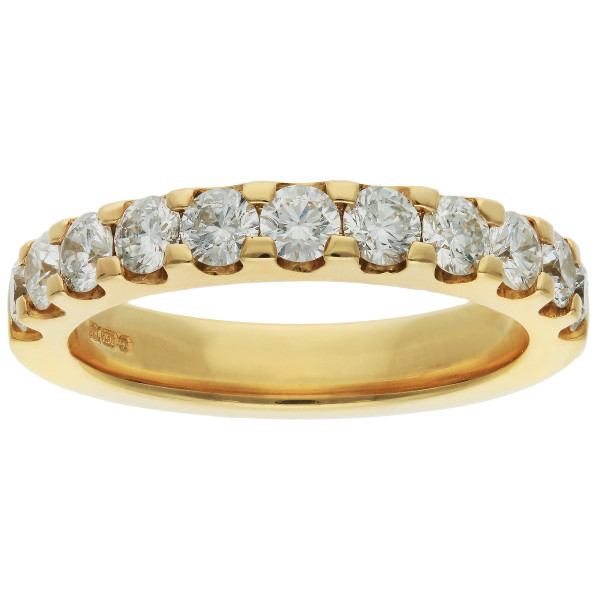 18ct Yellow Gold 1.06ct Diamond Half Eternity Ring