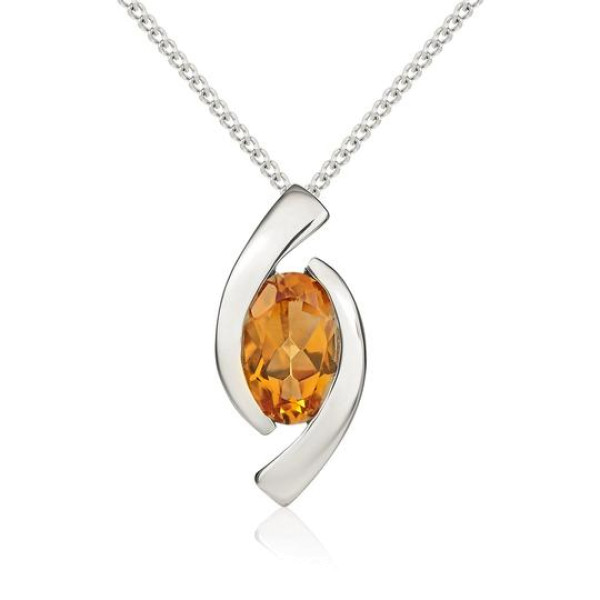 9ct White Gold 0.30ct Citrine Pendant