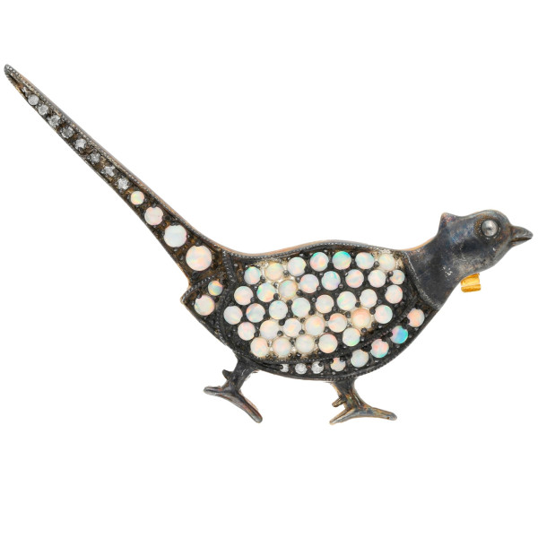 Victorian Inspired Opal Pheasant Brooch