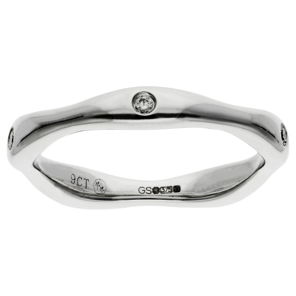 9ct White Gold 0.06ct Diamond Stacking Ring