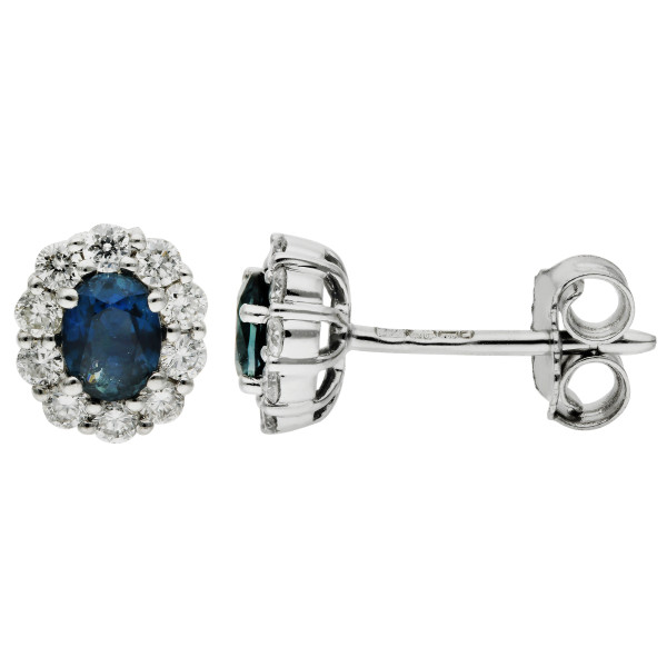18ct White Gold Diamond & Sapphire Earrings