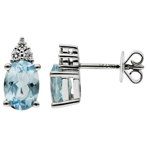 18ct White Gold 0.85ct Aquamarine Stud Earrings