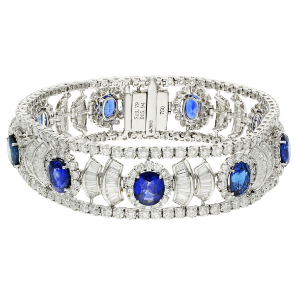 18ct White Gold Diamond & Sapphire Bracelet