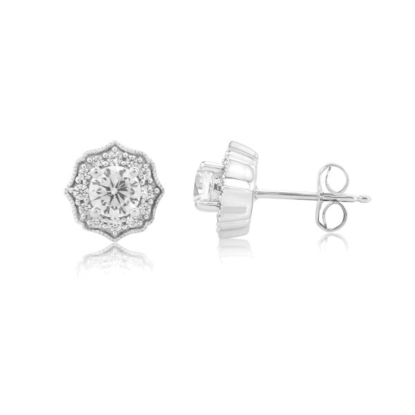 9ct White Gold Cubic Zirconia Stud Earrings