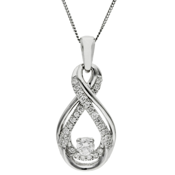 9ct White Gold 0.20ct Diamond Fancy Infinity Pendant