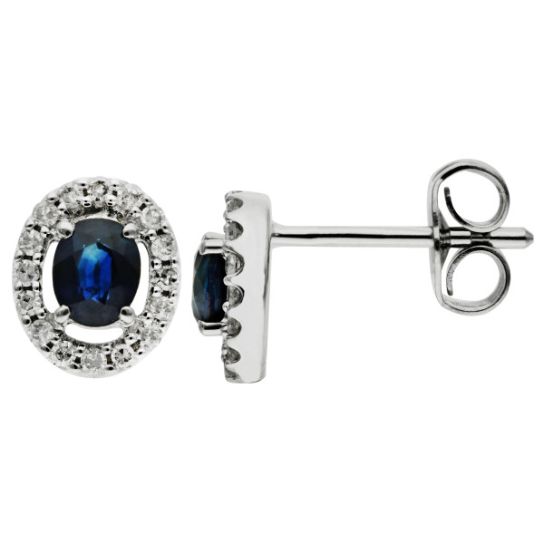 9ct White Gold Sapphire & Diamond Cluster Earrings