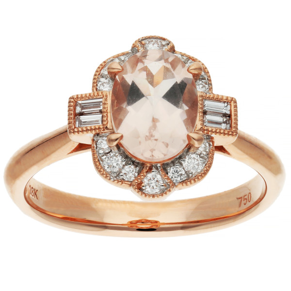 18ct Rose Gold 1.12ct Morganite Cocktail Ring