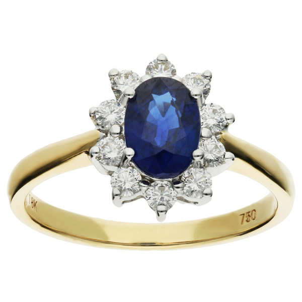 18ct Gold 1.00ct Sapphire Halo Ring