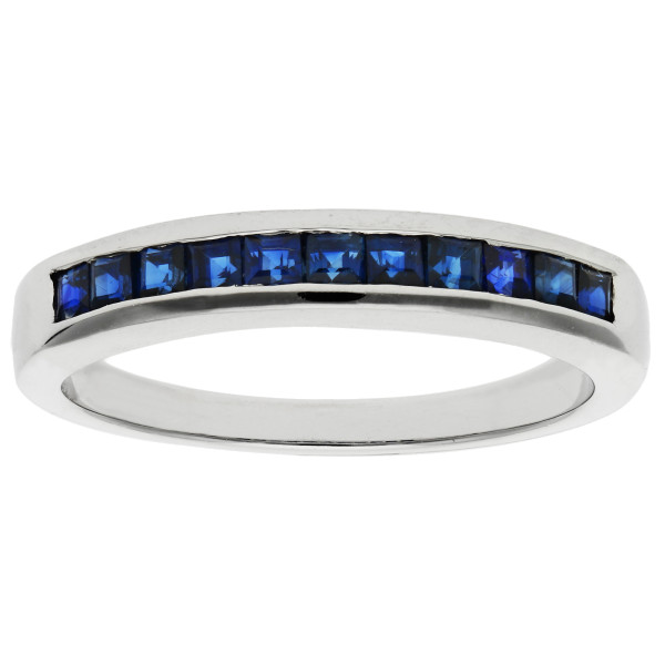 9ct White Gold 0.50ct Sapphire Half Eternity Ring