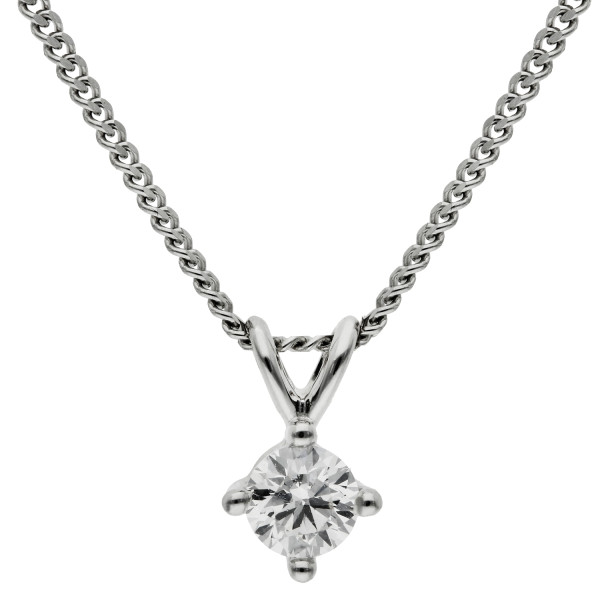 9ct White Gold Certified 0.20ct Diamond Solitaire Pendant