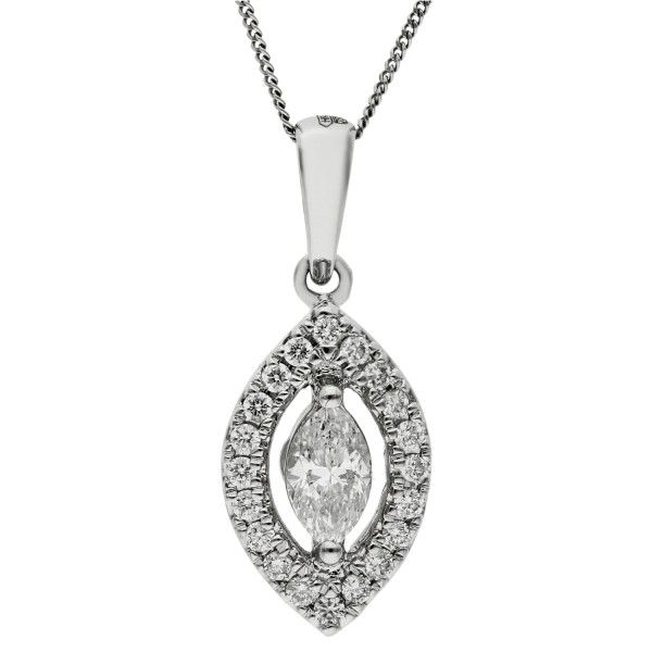 18ct White Gold 0.40ct Marquise Cut Diamond Pendant