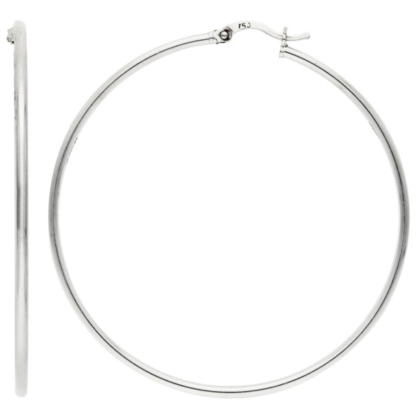 18ct White Gold 5.5cm Hoop Earrings
