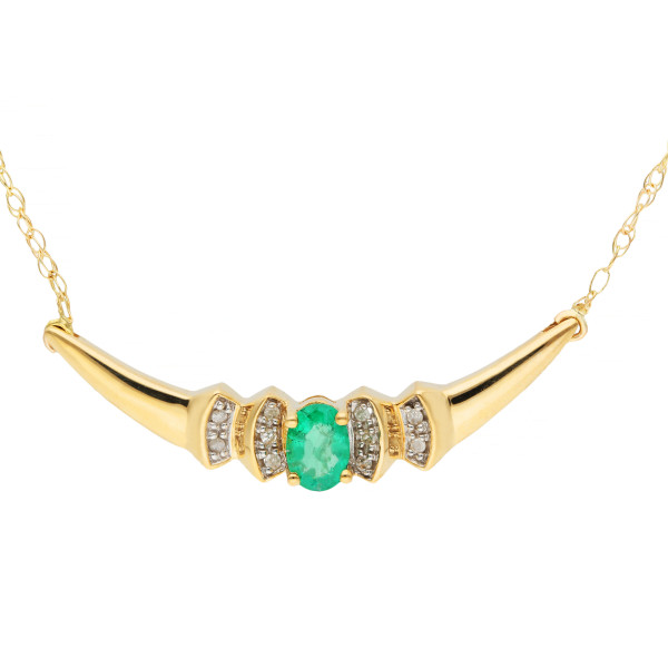 9ct Yellow Gold Emerald & Diamond Fancy Necklace