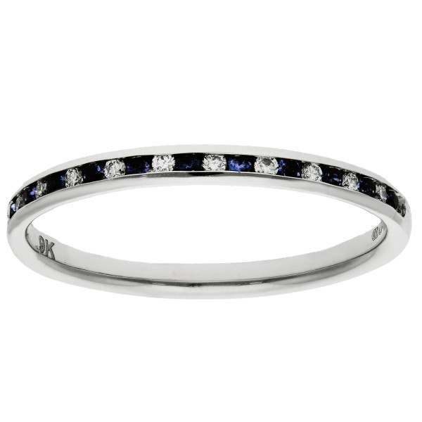 9ct White Gold 0.06ct Sapphire Half Eternity Ring