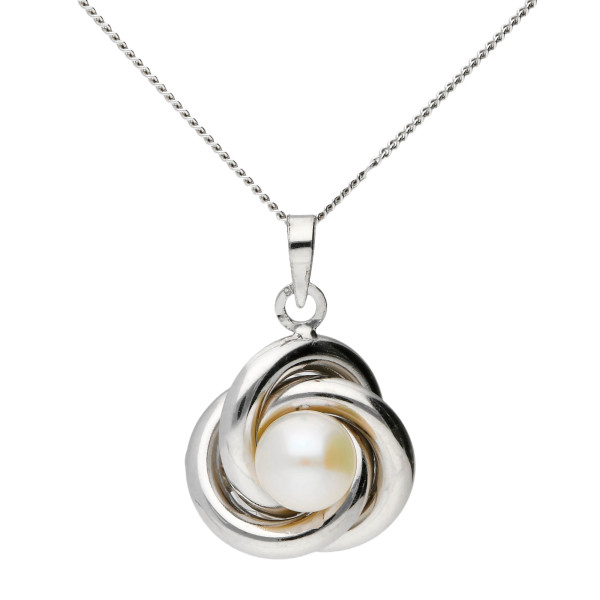 9ct White Gold Twist Pearl Pendant