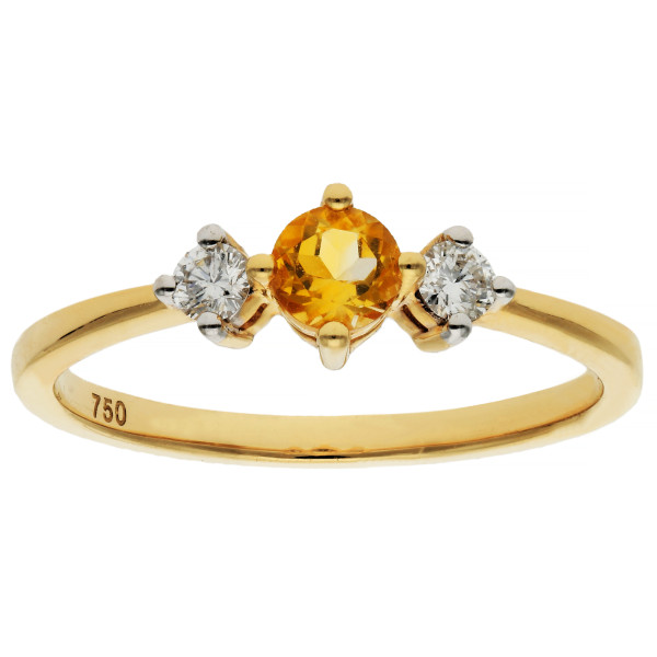 18ct Gold 0.24ct Citrine Three Stone Ring