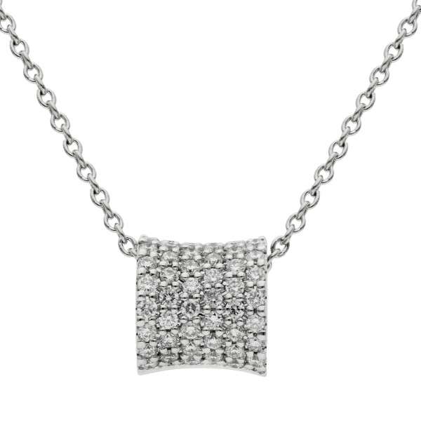 18ct White Gold Diamond Pave Barrel Necklace
