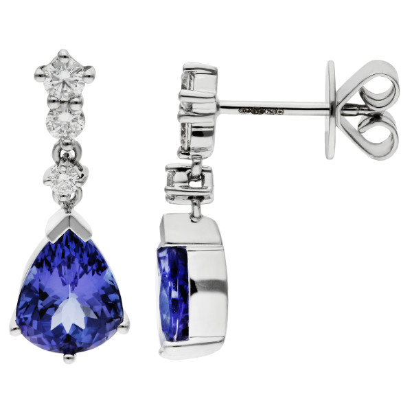 18ct White Gold 1.70ct Tanzanite Drop Earrings
