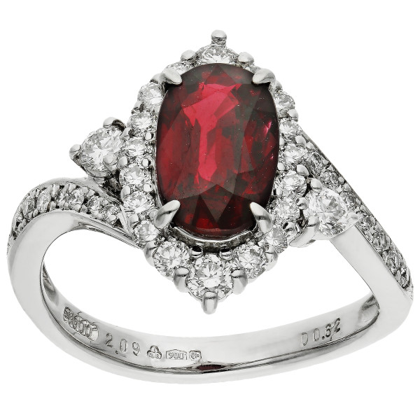 Platinum Diamond & Ruby Ring