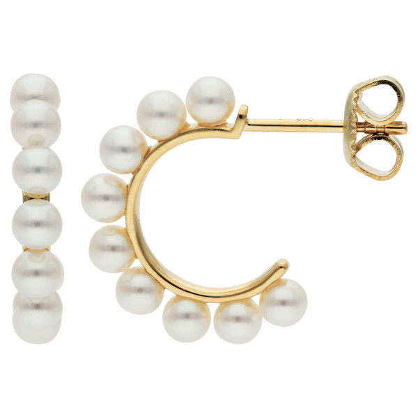 9ct Yellow Gold Pearl Hoop Earrings