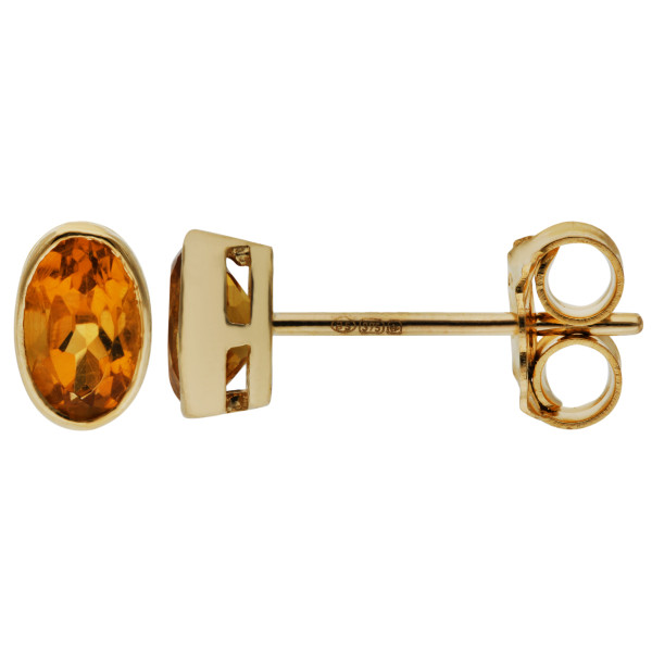 9ct Yellow Gold 0.30ct Oval Citrine Solitaire Stud Earrings