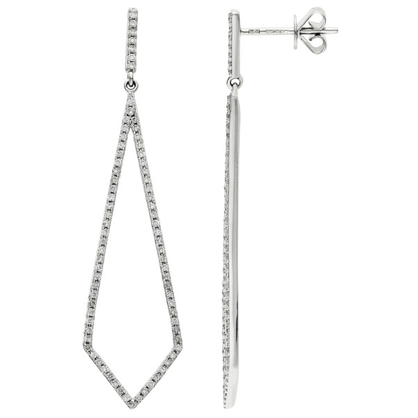 18ct White Gold Diamond Contemporary Drop Earrings