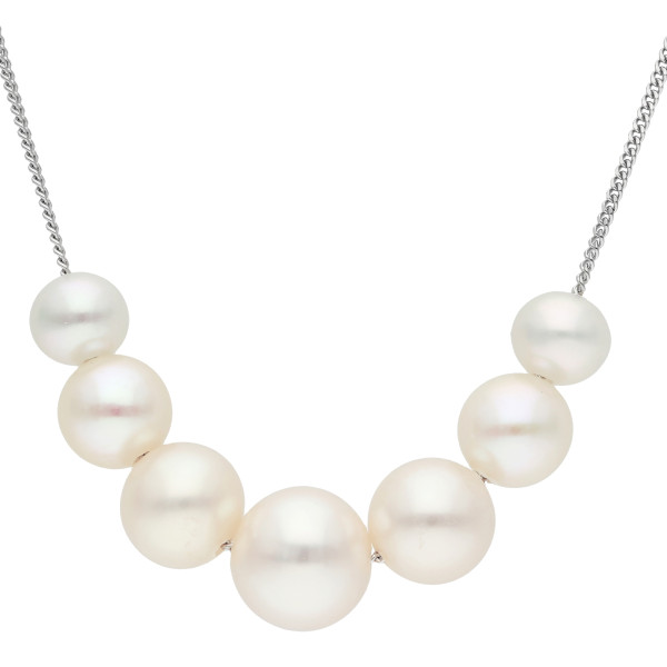 9ct White Gold Sliding Graduated Pearl Necklace 