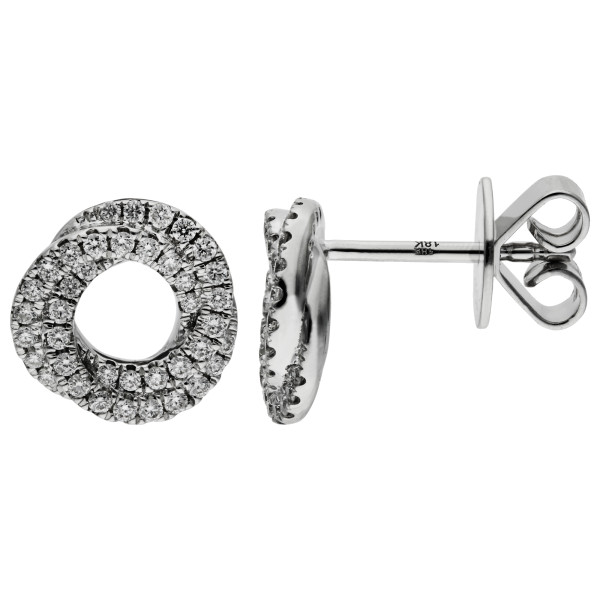18ct White Gold & Diamond Swirl Knot Stud Earrings