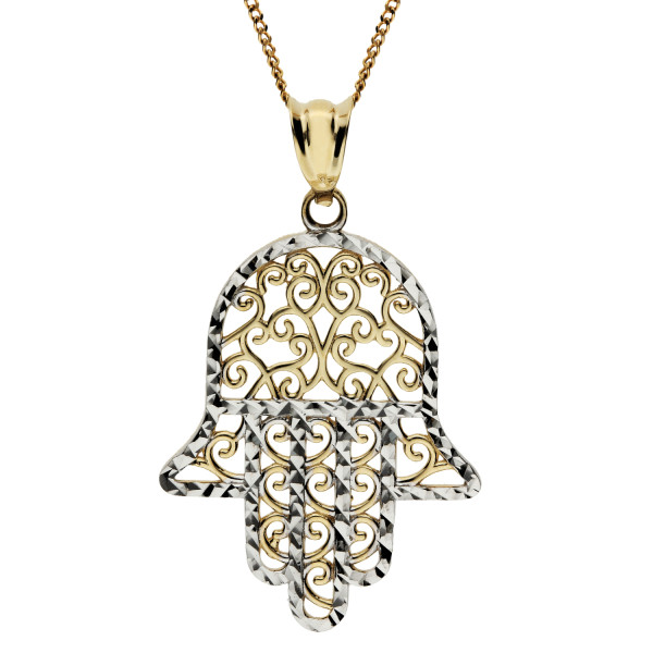 9ct Yellow Gold Hamsa Filigree Pendant