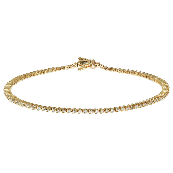 9ct Yellow Gold 1.00ct Diamond Tennis Bracelet