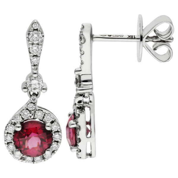 18ct White Gold Diamond & Garnet Earrings