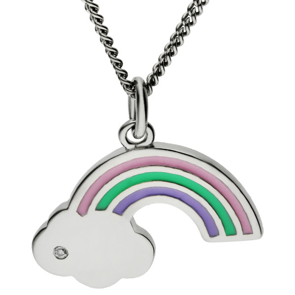 Sterling Silver & Diamond Children's Rainbow Necklace