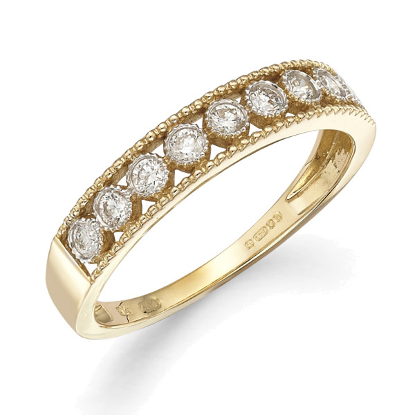 9ct Gold 0.25ct Diamond Half Eternity Ring