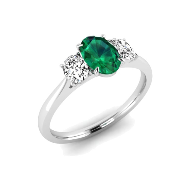 9ct White Gold 0.45ct Emerald Three Stone Ring