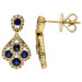 18ct Yellow Gold Sapphire & Diamond Peacock Drop Earrings