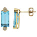 9ct Yellow Gold Swiss Blue Topaz & Diamond Stud Earrings