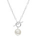 Sterling Silver Pearl T-Bar Chain Necklace