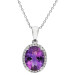 9ct White Gold Amethyst & Diamond Pendant Necklace